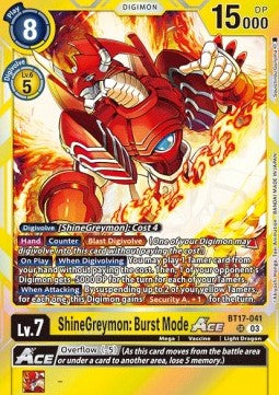 ShineGreymon: Burst Mode Ace (BT17-041) (V.1)⁣ - Secret Crisis⁣ (Super Rare)⁣ [041]