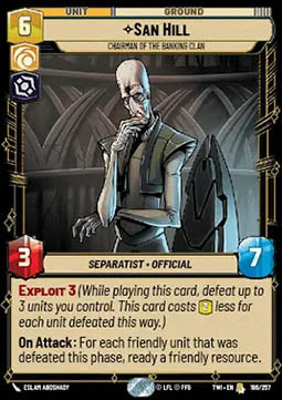 San Hill, Chairman of the Banking Clan - Twilight of the Republic (Rare) [TWI-186]